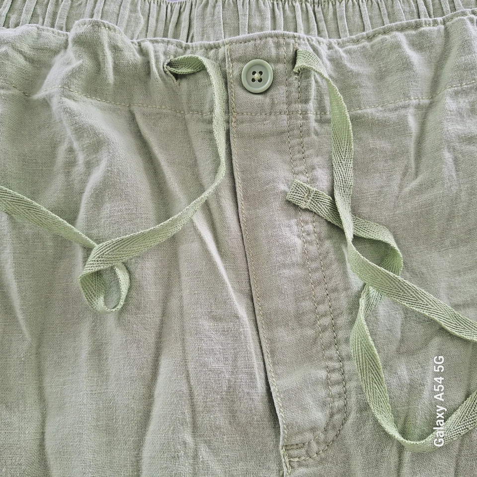 Pantalones Cortos Mujer Talla 3X 4 Bolsillos Puños Lino/Rayón Verde Lima Just My Size Foto 3 de 4