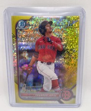 2022 Bowman Chrome - Eduardo Lopez - Yellow Sparkle Refractor #d /75