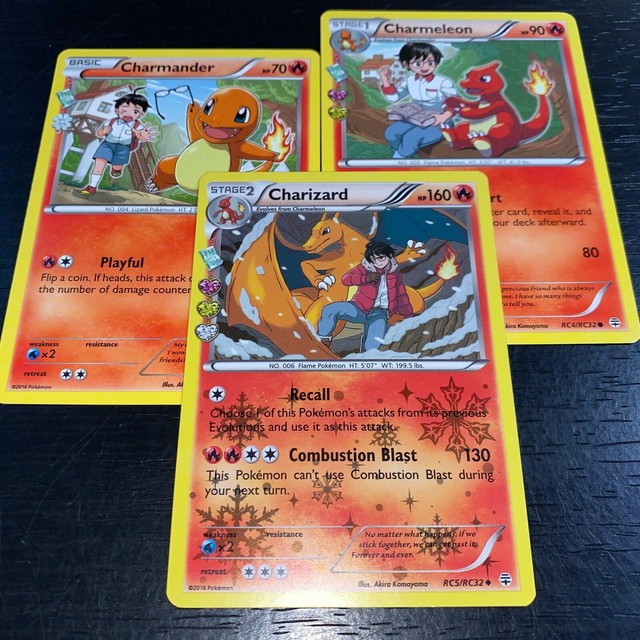 Pokemon Tcg Charizard Charmeleon Charmander 3 Card Evolution Set Rc5