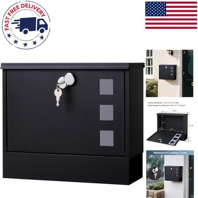 Durable Alloy Steel Locking Mailbox - Sleek Wall Mount for Front Door Use