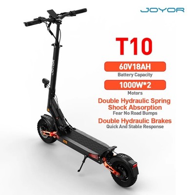 JOYOR T10 2000W Dual Motor 10'' Folding Electric Scooter 60V 18Ah 60KM/H