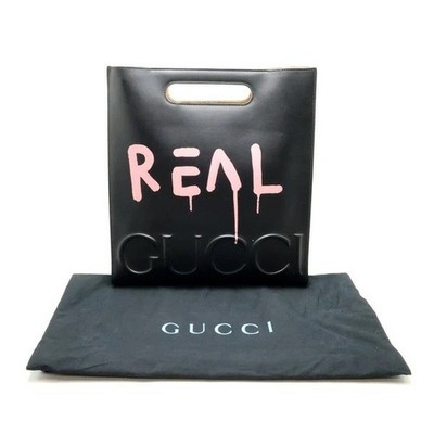 GUCCI 414476 GHOST Large 2way Handbag Shoulder bag Black x Pink