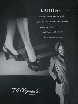 1946 Womens  I. Miller Calfskin Pump Shoes T. A. Chapman Milwaukee MN Vintage Ad