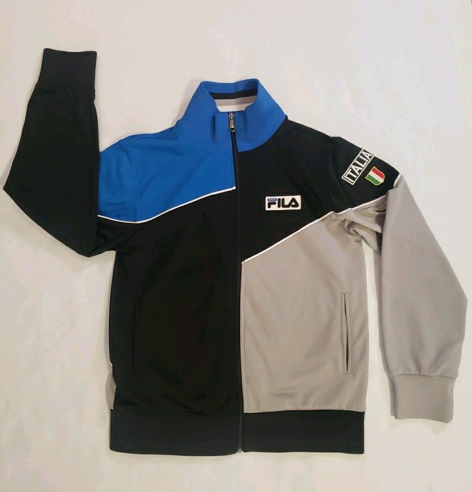 Giacca Vintage Fila Sport Track Bambini L (14 16) Italia Calcio Calcio Calcio Full Zip Bandiera