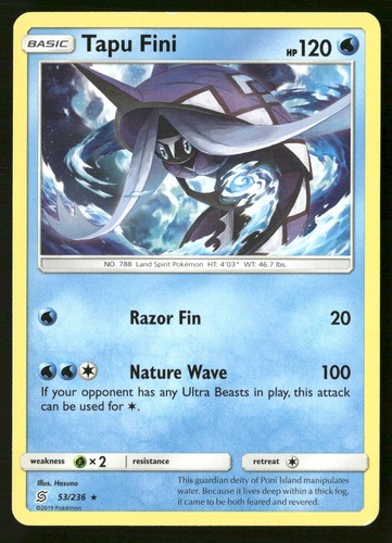 Pokemon Tapu Fini Unified Minds 53/236 Rare Lightly Played
