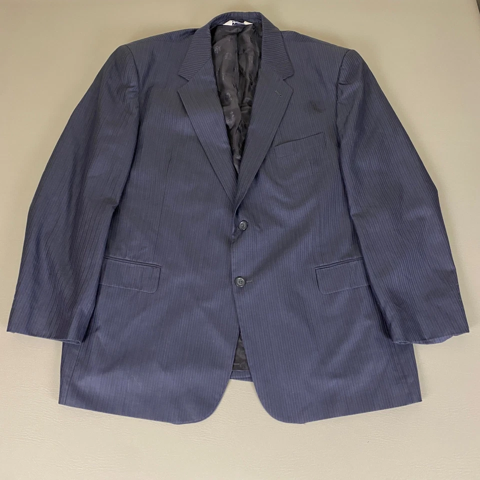 Conjunto Chaqueta Traje Stafford Ejecutivo Dos Piezas Para Hombre 48R Azul Marino Rayas Lana Seda Foto 2 de 4