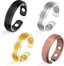 4-Pack Magnetic Adjustable Open Rings for Women - Minimalist Stackable Jewellery