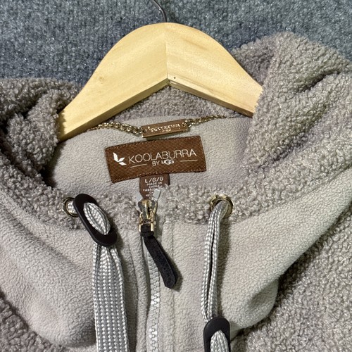 Koolaburra by UGG Fleece Sherpa Zip Hoodie Jacke LARGE Beige Kapuzenmantel - Bild 2 von 10