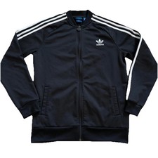 Adidas Originals Track Jacket Youth Size XL Womens Small Black White Full Zip