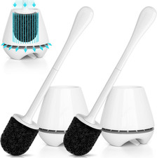 Toilet Brush and Holder 2 Pack, Toilet Brush with Ventilated Holder, Toilet Bowl