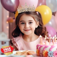 Schmoopy Crystal Tiara Crown Gold Party Wedding Accessories