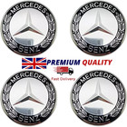 4x Black Silver Mercedes Benz Alloy Wheel Centre Caps 75mm Badges Hub Fits All