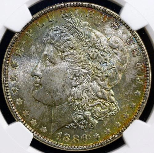 1886 $1 Morgan Silver Dollar NGC MS64 TONED