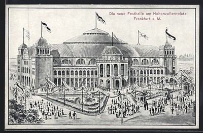 Künstler-AK Frankfurt-Westend, Hohenzollernplatz, die neue Festhalle 