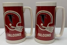Vintage Atlanta Falcons Thermo-Serv Insulated Mugs Set of 2 Plastic USA