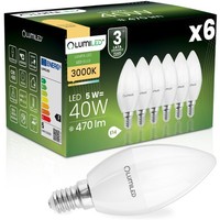 6X Led-GlüHbirne E14 Kerze B35 5W = 40W 470Lm 3000K Warmweiß 180° Lumiled
