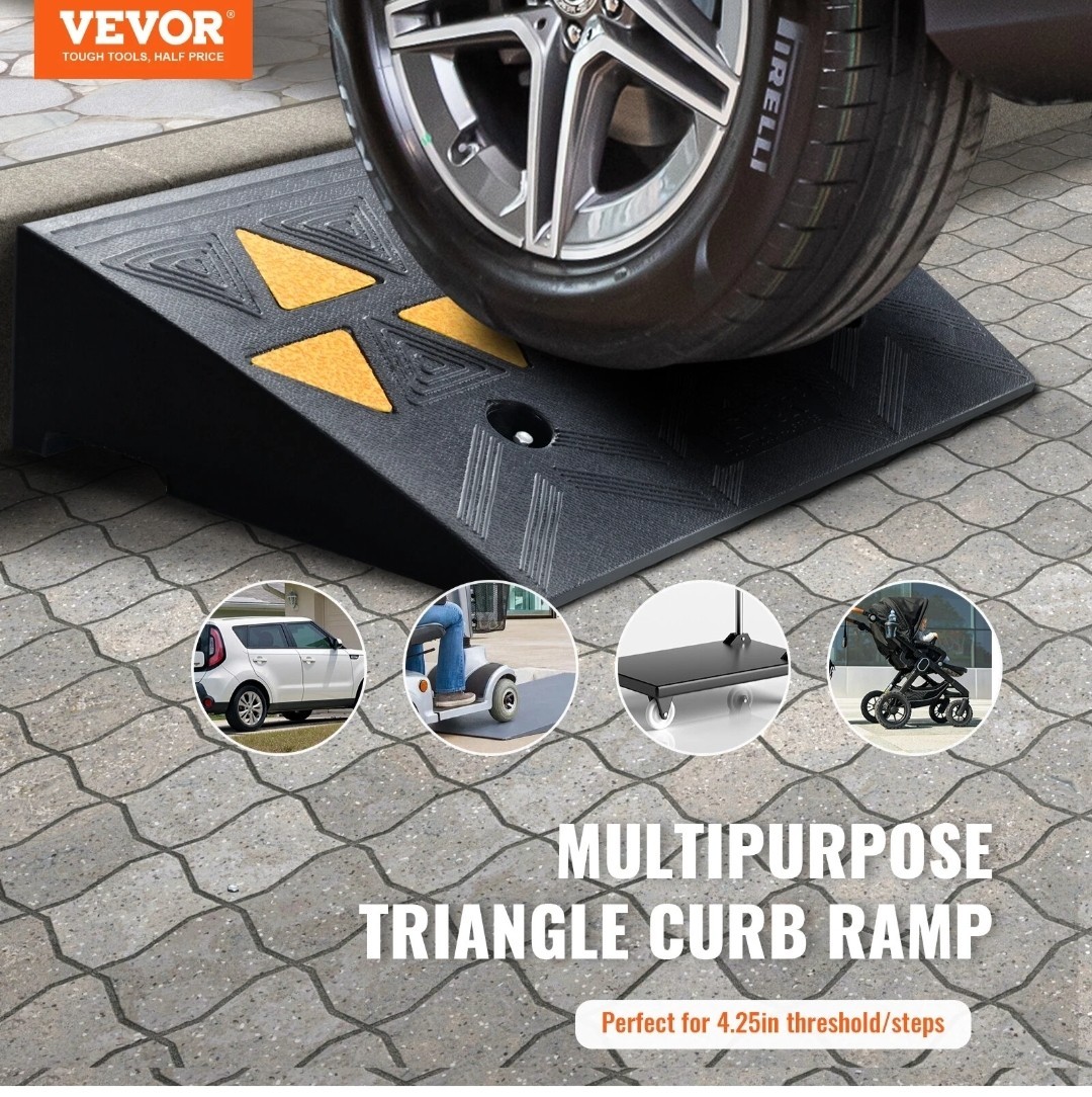 VEVOR Rubber Curb Ramp Driveway Ramp for Curb 4.25" Rise 19.7" Wide 33069 lbs - Image 2