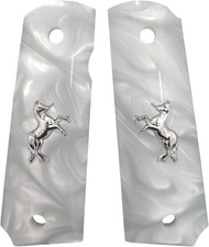 1911 Grips Full Size,White Pearl,Black Pearl,Bonded Ivory,Silver Horse,Gold Hors