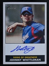 2007 Bowman Heritage #SG-JW Johnny Whittleman Signs of Greatness Rangers