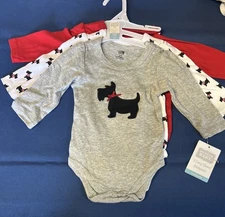 3 New Hudson Baby Bodysuits 0-3 Mo Size Factory Attached Hanger