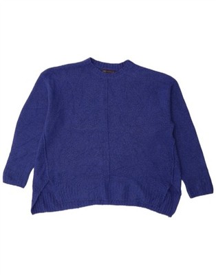 Marks & Spencer Damen Pullover Pulli Rundhals UK 16 Large Blau Acryl IM02