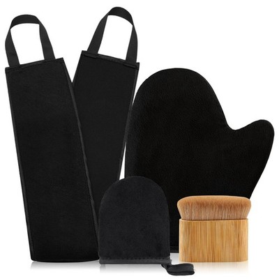 Self Tanning Application Kit, 4-Piece Set with Back Applicator, Mini Mitt,