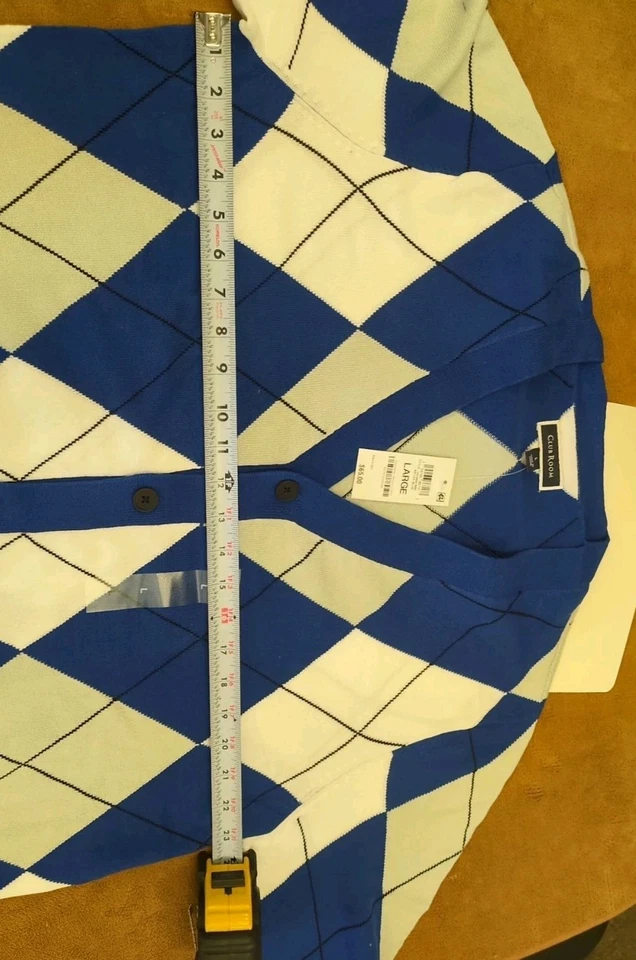 Cárdigan Argyle Club Room para hombre ajuste regular azul real talla L Foto 2 de 4