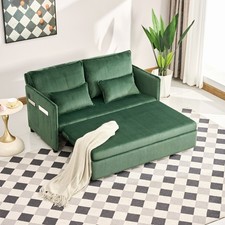 Green/Gray Pull Out Sofa Bed 3-in-1 Sleeper Sofa Convertible Couch with USB Port