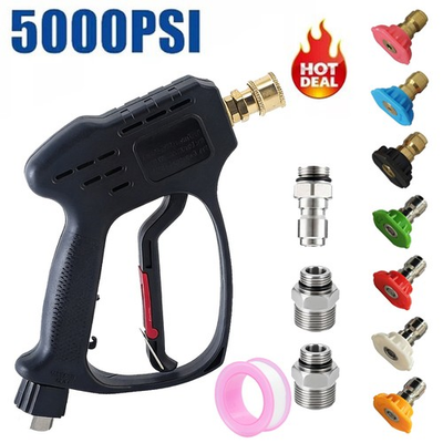 #ad #ad High Pressure 5000PSI Car Power Washer Gun Spray 3 8quot; Swivel Plug 7 Nozzle Tips $28.99