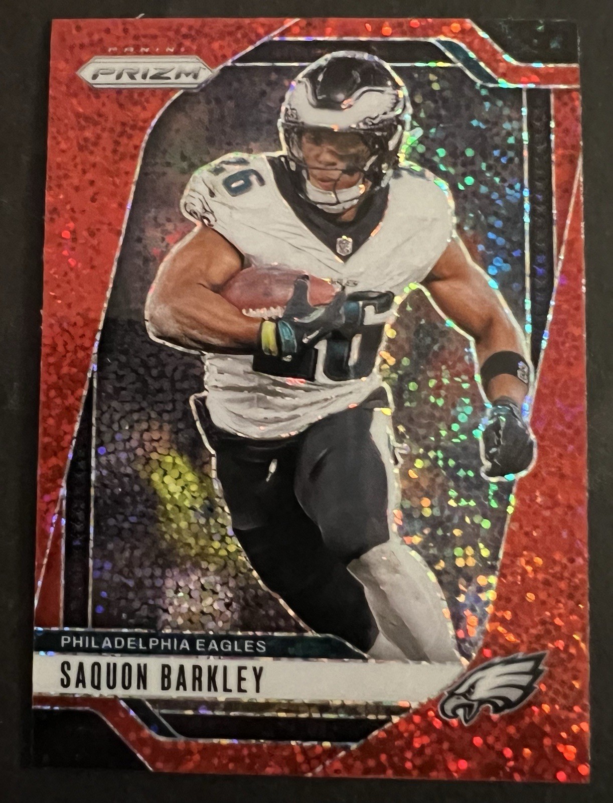 2024 Panini Prizm Saquon Barkley Red Sparkle Prizm #232 Eagles SP