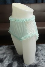  A259 2XL/ElasticW.24-42" Vtg Style Green Nylon Brief Hi-Cut Panties Underwear