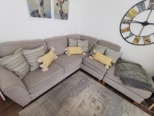 Oak Furniture Land Grey Corner Sofa With Footstool