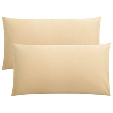 Microfiber King Pillow Covers, 2 Pack Wrinkle Resistant, Beige