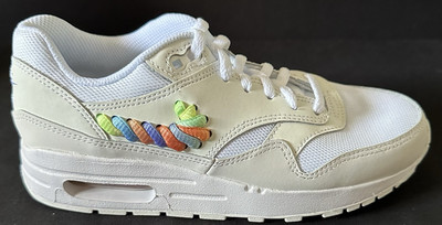 Nike Air Max 1 SE White Rainbow Lace Swoosh White/Blush GS Sz 4y New FN4782-100