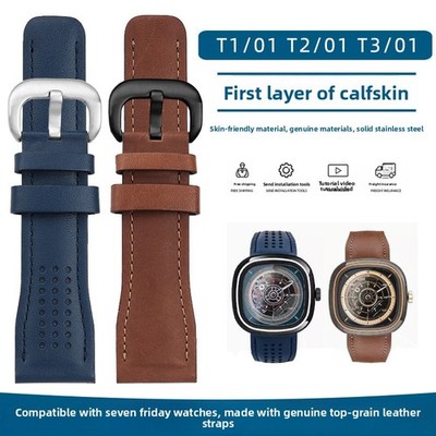 For Seven Friday T1/01 T2/01 T3/01 High Quality Genuine Leather Watch Strap 26mm