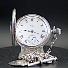 Pristine Waltham 17J Sterling Silver Half Hunter Pocket Watch + Chain + Case