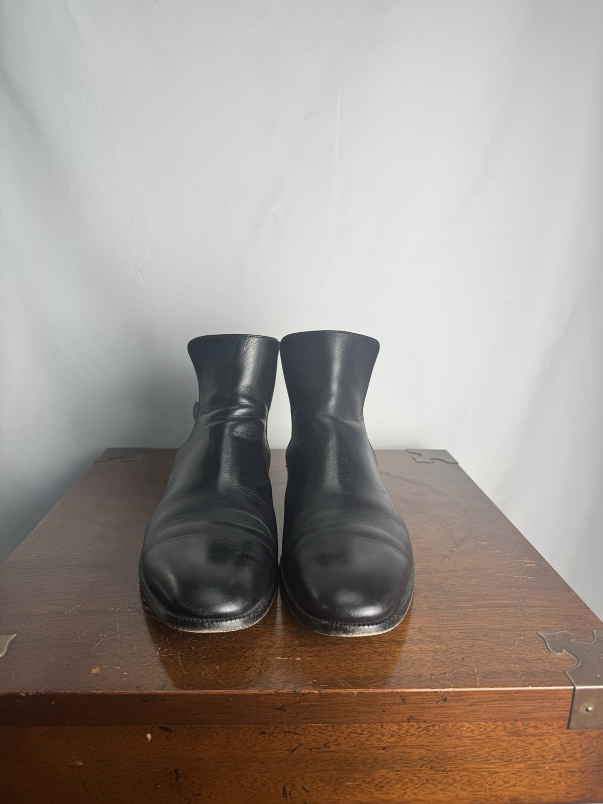 Botas Barbanera Jodhpur Dos Tonos Cuero Negro Tabaco Gamuza Hechas en Italia Reino Unido 6 EE. UU. 7