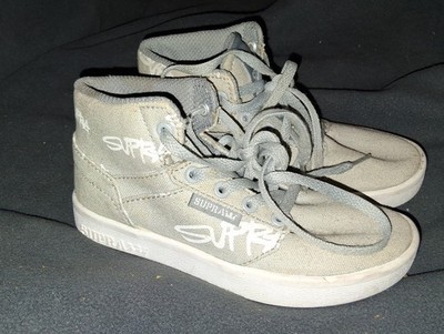Supra Unisex Kids High Top Sneakers Gray Canvas Skate Shoes Size 11 Yorek