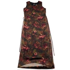 Vintage Michael Blair NY Dress Womens 16 Maxi Floral Sheer Dark Whimsigoth 90s