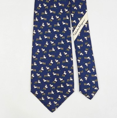 Salvatore Ferragamo ネクタイ クマ ハチ柄 ブルー 中古・古着通販