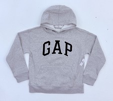 NWT Gap Kids Youth XL 12 Arch Logo Pullover Fleece Hoodie Sweatshirt Gray Blue