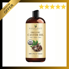 Premium Organic Castor Oil 100 Pure and Hexane-Free Cold-Pressed Beauty 16 fl.