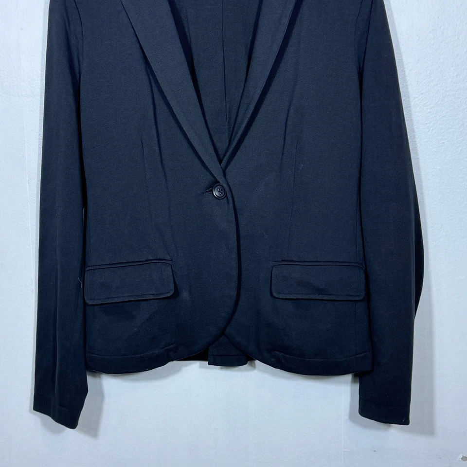 Blazer tejido jersey algodón negro Garnett Hill para mujer talla 6 minimalista carrera otoño Foto 2 de 4