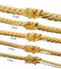 Cadena de eslabones cubanos Miami enchapada en oro de 5-12 mm/20-26" para hombre cierre de caja cerradura de seguridad