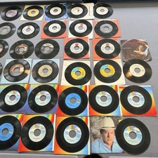 Huge Lot 40 Country 45 RPM 7 Vinyl Records - Strait Yoakam Harris Cash Travis