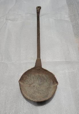 Vintage large 27'' lead smelting ladle 7'' Bowl blacksmiths furnace forge old tool
