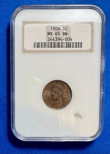 1906 1c One Cent Indian Head Penny NGC MS65 BN Old Holder 🔥🔥