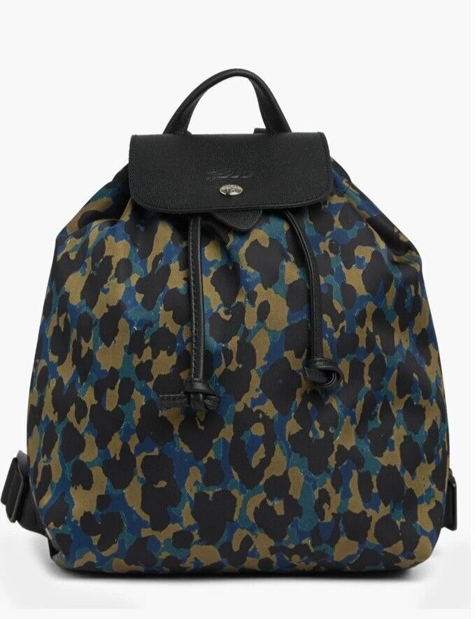 Longchamp Le Pliage Leopard Print Small Leather-Trim Backpack Blue Longchamp Le Pliage Leopard Print Small Leather-Trim  main image 2