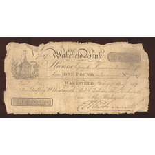 Wakefield Bank 1817 £1 banknote VG Outing 2243a (variation)