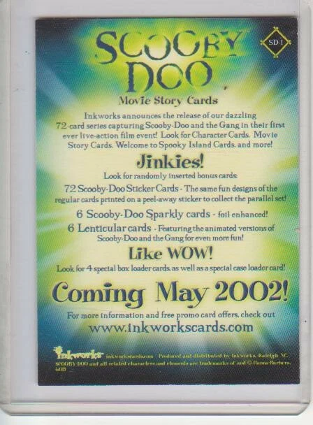 Scooby Doo la primera tarjeta promocional de película número SD-1 Movie Story Cards 2002 ¡M/NM! Foto 2 de 2